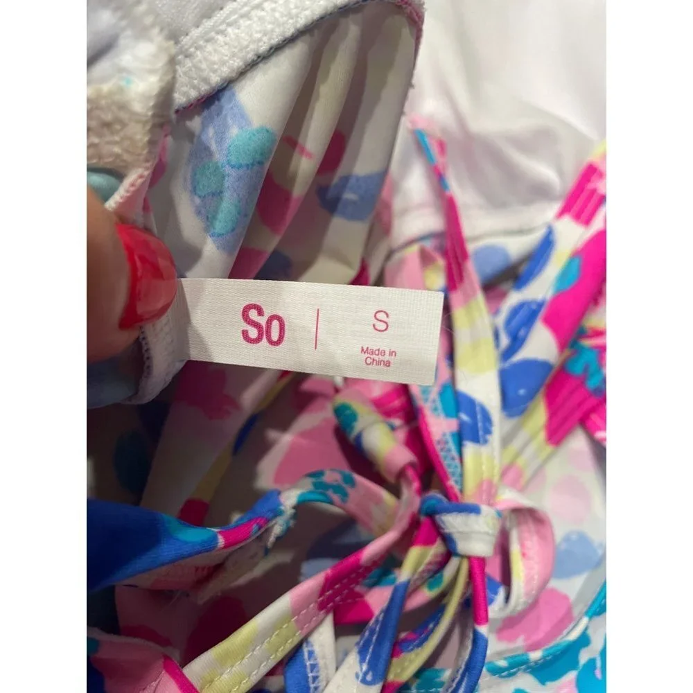 So NWT Floral Tankini Halter Pullover Swim Top Sz S Juniors - Picture 6 of 7